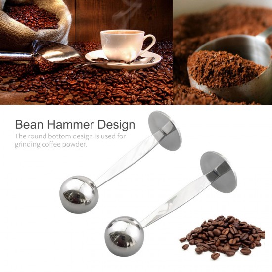 2 IN 1 Stainless Steel Coffee Measuring Scoop Tamper Espresso Coffee Bean Hammer Spoon Coffee & Tea Tools Measuring Tamping Scoop for Cafe Shop Home Kitchen Office 2 IN 1 Stainless Steel Coffee Measuring Scoop Tamper Espresso Coffee Bean Hammer Spoon Coffee & Tea Tools Measuring Tamping Scoop for Cafe Shop Home Kitchen Office