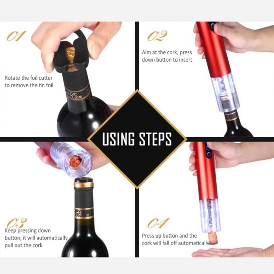 Electric Wine Opener with Foil Cutter Easy Operation Portable 2800mAh Rechargeable Wine Opener Automatic Electric Wine Bottle Corkscrew for Home Party Bar Restaurant Electric Wine Opener with Foil Cutter Easy Operation Portable 2800mAh Rechargeable Wine Opener Automatic Electric Wine Bottle Corkscrew for Home Party Bar Restaurant