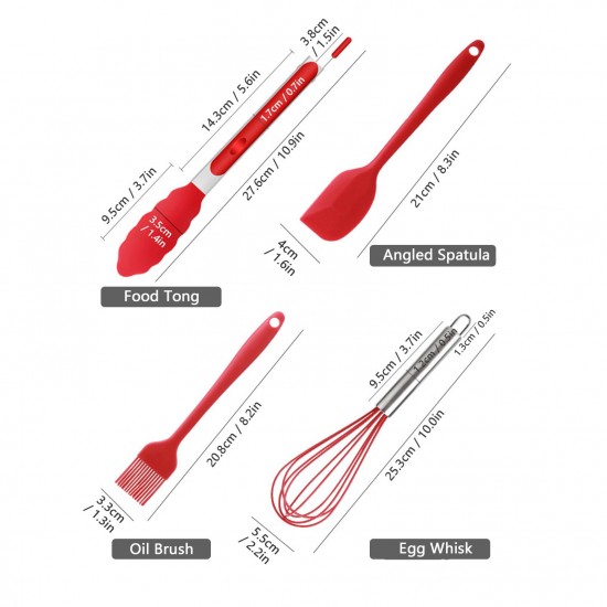 4 PCS Silicone Kitchen Utensils Set Egg Whisk Angled Spatula Oil Brush Food Tong Heat Resistant Cooking Wares Scratch-free Kitchen Baking Utensils Easy to Clean for Home Restaurants Hotels 4 PCS Silicone Kitchen Utensils Set Egg Whisk Angled Spatula Oil Brush Food Tong Heat Resistant Cooking Wares Scratch-free Kitchen Baking Utensils Easy to Clean for Home Restaurants Hotels