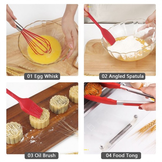 4 PCS Silicone Kitchen Utensils Set Egg Whisk Angled Spatula Oil Brush Food Tong Heat Resistant Cooking Wares Scratch-free Kitchen Baking Utensils Easy to Clean for Home Restaurants Hotels 4 PCS Silicone Kitchen Utensils Set Egg Whisk Angled Spatula Oil Brush Food Tong Heat Resistant Cooking Wares Scratch-free Kitchen Baking Utensils Easy to Clean for Home Restaurants Hotels