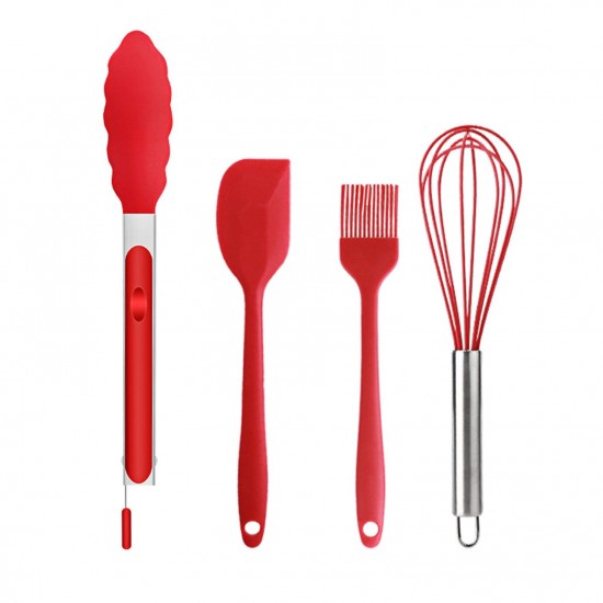 4 PCS Silicone Kitchen Utensils Set Egg Whisk Angled Spatula Oil Brush Food Tong Heat Resistant Cooking Wares Scratch-free Kitchen Baking Utensils Easy to Clean for Home Restaurants Hotels 4 PCS Silicone Kitchen Utensils Set Egg Whisk Angled Spatula Oil Brush Food Tong Heat Resistant Cooking Wares Scratch-free Kitchen Baking Utensils Easy to Clean for Home Restaurants Hotels