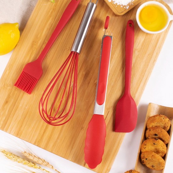 4 PCS Silicone Kitchen Utensils Set Egg Whisk Angled Spatula Oil Brush Food Tong Heat Resistant Cooking Wares Scratch-free Kitchen Baking Utensils Easy to Clean for Home Restaurants Hotels 4 PCS Silicone Kitchen Utensils Set Egg Whisk Angled Spatula Oil Brush Food Tong Heat Resistant Cooking Wares Scratch-free Kitchen Baking Utensils Easy to Clean for Home Restaurants Hotels
