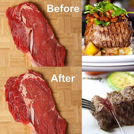 Meat Tenderizer with 48 Stainless Steel Needle Blades Meat Tenderizing and Marinate Tool Kitchen Tenderizers Cooking Grilling BBQ Marinade Flavor Maximizer Meat Tenderizer with 48 Stainless Steel Needle Blades Meat Tenderizing and Marinate Tool Kitchen Tenderizers Cooking Grilling BBQ Marinade Flavor Maximizer
