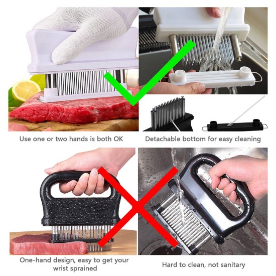 Meat Tenderizer with 48 Stainless Steel Needle Blades Meat Tenderizing and Marinate Tool Kitchen Tenderizers Cooking Grilling BBQ Marinade Flavor Maximizer Meat Tenderizer with 48 Stainless Steel Needle Blades Meat Tenderizing and Marinate Tool Kitchen Tenderizers Cooking Grilling BBQ Marinade Flavor Maximizer
