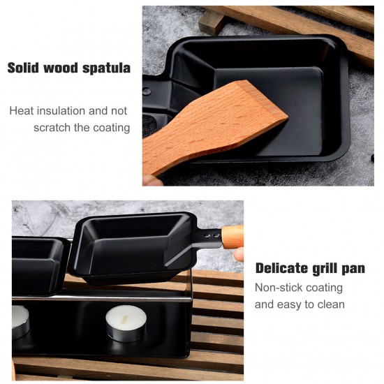 Cheese Raclette Set Cheese Melter Pan Non-Stick Raclette Grill Set Portable Candlelight Raclette with Spatula Home Metal Kitchen Grilling Tool with Wood Handle Cheese Raclette Set Cheese Melter Pan Non-Stick Raclette Grill Set Portable Candlelight Raclette with Spatula Home Metal Kitchen Grilling Tool with Wood Handle