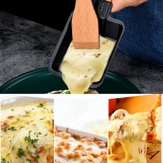 Cheese Raclette Set Cheese Melter Pan Non-Stick Raclette Grill Set Portable Candlelight Raclette with Spatula Home Metal Kitchen Grilling Tool with Wood Handle Cheese Raclette Set Cheese Melter Pan Non-Stick Raclette Grill Set Portable Candlelight Raclette with Spatula Home Metal Kitchen Grilling Tool with Wood Handle