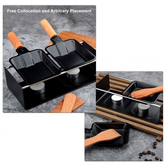 Cheese Raclette Set Cheese Melter Pan Non-Stick Raclette Grill Set Portable Candlelight Raclette with Spatula Home Metal Kitchen Grilling Tool with Wood Handle Cheese Raclette Set Cheese Melter Pan Non-Stick Raclette Grill Set Portable Candlelight Raclette with Spatula Home Metal Kitchen Grilling Tool with Wood Handle
