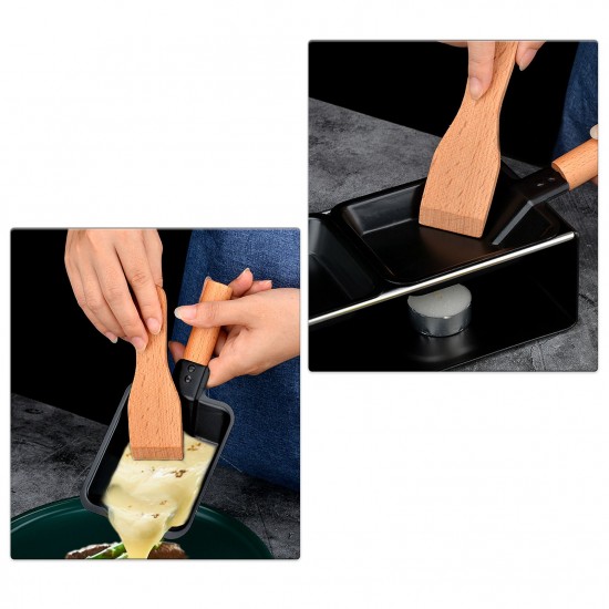 Cheese Raclette Set Cheese Melter Pan Non-Stick Raclette Grill Set Portable Candlelight Raclette with Spatula Home Metal Kitchen Grilling Tool with Wood Handle Cheese Raclette Set Cheese Melter Pan Non-Stick Raclette Grill Set Portable Candlelight Raclette with Spatula Home Metal Kitchen Grilling Tool with Wood Handle