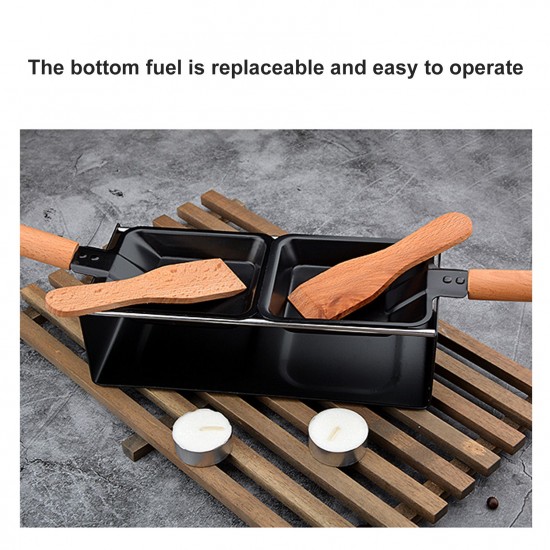 Cheese Raclette Set Cheese Melter Pan Non-Stick Raclette Grill Set Portable Candlelight Raclette with Spatula Home Metal Kitchen Grilling Tool with Wood Handle Cheese Raclette Set Cheese Melter Pan Non-Stick Raclette Grill Set Portable Candlelight Raclette with Spatula Home Metal Kitchen Grilling Tool with Wood Handle