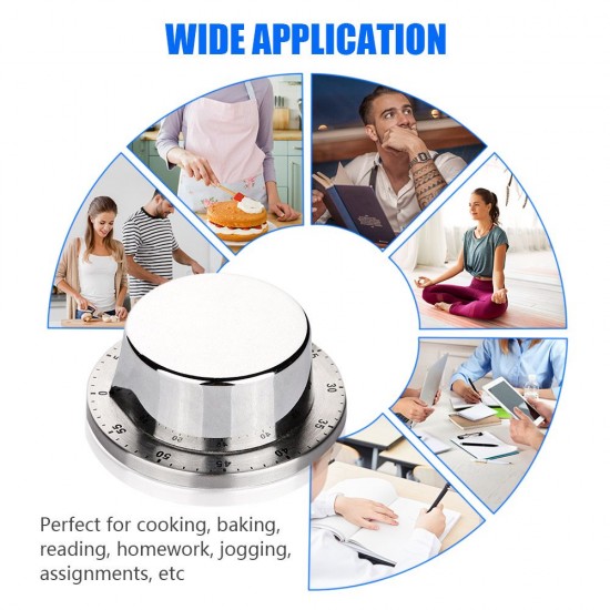 Kitchen Timer Stainless Steel Cooking Timer Clock with Alarm Magnetic Countdown Reminder Mechanical Manual Timers 60 Minutes Timing No Batteries Required Kitchen Timer Stainless Steel Cooking Timer Clock with Alarm Magnetic Countdown Reminder Mechanical Manual Timers 60 Minutes Timing No Batteries Required