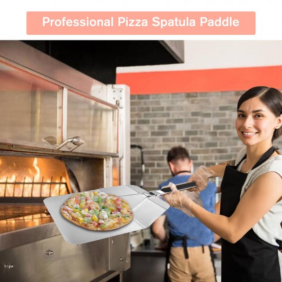 Stainless Steel Pizza Peel with Foldable Handle Pizza Spatula for Oven Pizza Paddle for Baking Homemade Pizza Bread Stainless Steel Pizza Peel with Foldable Handle Pizza Spatula for Oven Pizza Paddle for Baking Homemade Pizza Bread
