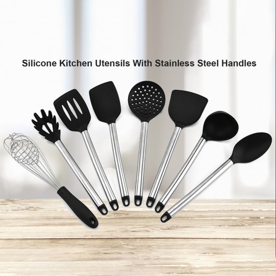 8PCS Silica Gel Kitchen Suit Stainless Steel Handle Kitchen Tool Suit For Non-Stick Pan Shovel And Spoon 8PCS Silica Gel Kitchen Suit Stainless Steel Handle Kitchen Tool Suit For Non-Stick Pan Shovel And Spoon