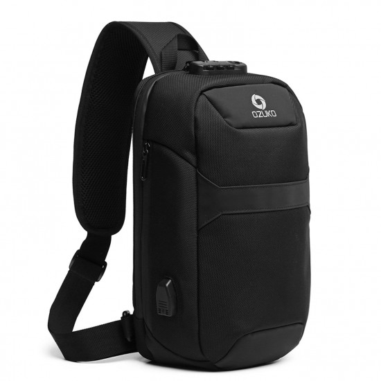 ozuko Portable Fashion Large Capacity Multi-Function Man Chest Bag Waterproof Anti-Theft USB Charge Port Chest Pack With Lock ozuko Portable Fashion Large Capacity Multi-Function Man Chest Bag Waterproof Anti-Theft USB Charge Port Chest Pack With Lock