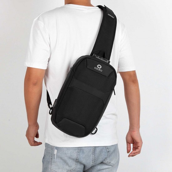 ozuko Portable Fashion Large Capacity Multi-Function Man Chest Bag Waterproof Anti-Theft USB Charge Port Chest Pack With Lock ozuko Portable Fashion Large Capacity Multi-Function Man Chest Bag Waterproof Anti-Theft USB Charge Port Chest Pack With Lock