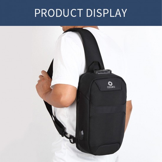 ozuko Portable Fashion Large Capacity Multi-Function Man Chest Bag Waterproof Anti-Theft USB Charge Port Chest Pack With Lock ozuko Portable Fashion Large Capacity Multi-Function Man Chest Bag Waterproof Anti-Theft USB Charge Port Chest Pack With Lock