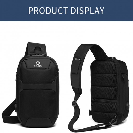 ozuko Portable Fashion Large Capacity Multi-Function Man Chest Bag Waterproof Anti-Theft USB Charge Port Chest Pack With Lock ozuko Portable Fashion Large Capacity Multi-Function Man Chest Bag Waterproof Anti-Theft USB Charge Port Chest Pack With Lock