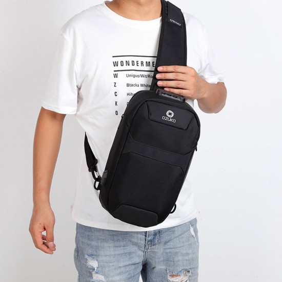 ozuko Portable Fashion Large Capacity Multi-Function Man Chest Bag Waterproof Anti-Theft USB Charge Port Chest Pack With Lock ozuko Portable Fashion Large Capacity Multi-Function Man Chest Bag Waterproof Anti-Theft USB Charge Port Chest Pack With Lock