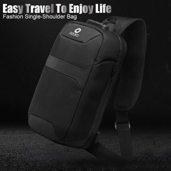 ozuko Portable Fashion Large Capacity Multi-Function Man Chest Bag Waterproof Anti-Theft USB Charge Port Chest Pack With Lock ozuko Portable Fashion Large Capacity Multi-Function Man Chest Bag Waterproof Anti-Theft USB Charge Port Chest Pack With Lock