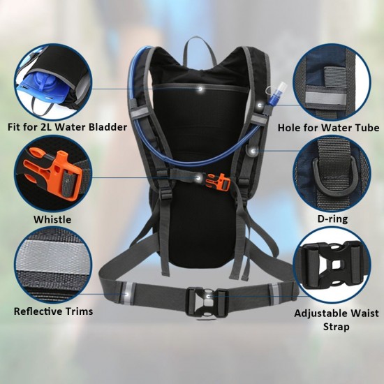 Hydration Pack Outdoor Compact Backpack for 2L Water Bladder Waterproof Multi Pockets Lightweight Cycling Running Hiking Rucksack Hydration Pack Outdoor Compact Backpack for 2L Water Bladder Waterproof Multi Pockets Lightweight Cycling Running Hiking Rucksack