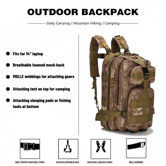 Outdoor Backpack Mountain Hiking Daypack Camouflage Large Capacity Multi Pockets Webbings Rucksacks Outdoor Backpack Mountain Hiking Daypack Camouflage Large Capacity Multi Pockets Webbings Rucksacks