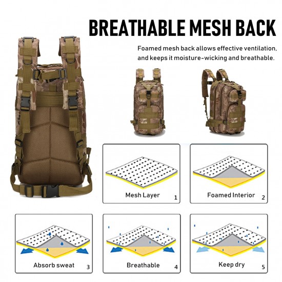 Outdoor Backpack Mountain Hiking Daypack Camouflage Large Capacity Multi Pockets Webbings Rucksacks Outdoor Backpack Mountain Hiking Daypack Camouflage Large Capacity Multi Pockets Webbings Rucksacks