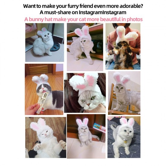 Cute Pet Rabbit Ears Hat for Cat Cosplay Clothes Fancy Pet Bunny Cap Halloween Easter Birthday Photo Shoot Dress for Cat Cute Pet Rabbit Ears Hat for Cat Cosplay Clothes Fancy Pet Bunny Cap Halloween Easter Birthday Photo Shoot Dress for Cat
