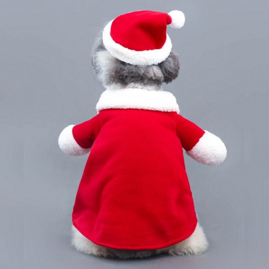 Santa Claus Dog Costume Christmas Pets Clothes Puppy Christmas Coat with Hat Cute Warm Coat Dog Presents Santa Claus Dog Costume Christmas Pets Clothes Puppy Christmas Coat with Hat Cute Warm Coat Dog Presents