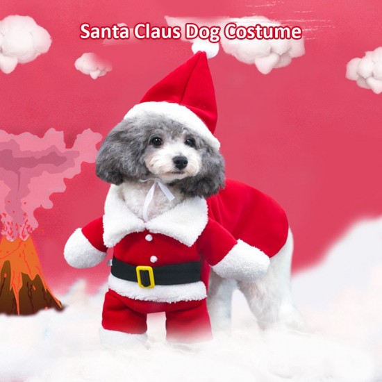 Santa Claus Dog Costume Christmas Pets Clothes Puppy Christmas Coat with Hat Cute Warm Coat Dog Presents Santa Claus Dog Costume Christmas Pets Clothes Puppy Christmas Coat with Hat Cute Warm Coat Dog Presents