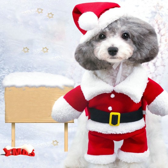 Santa Claus Dog Costume Christmas Pets Clothes Puppy Christmas Coat with Hat Cute Warm Coat Dog Presents Santa Claus Dog Costume Christmas Pets Clothes Puppy Christmas Coat with Hat Cute Warm Coat Dog Presents
