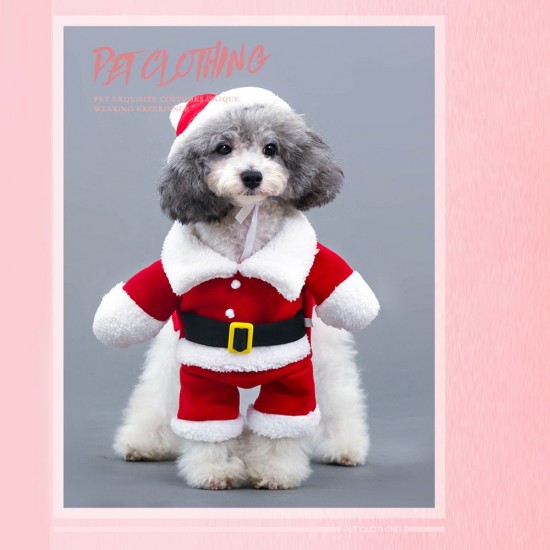 Santa Claus Dog Costume Christmas Pets Clothes Puppy Christmas Coat with Hat Cute Warm Coat Dog Presents Santa Claus Dog Costume Christmas Pets Clothes Puppy Christmas Coat with Hat Cute Warm Coat Dog Presents