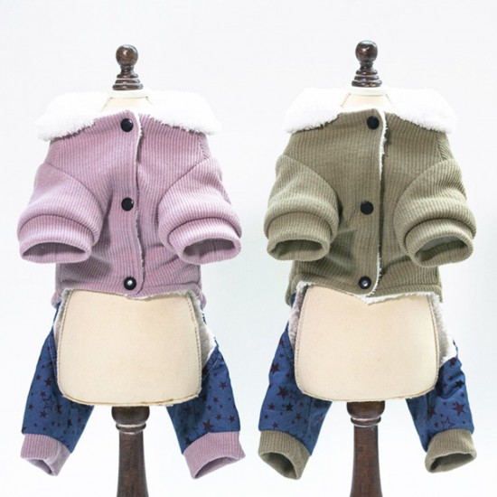 Pet Clothes Dog Sweatshirts Cotton Cat Jackets Soft Warm Winter Dogs Clothes Jumpsuit Star Pattern Button Pet Coat for Small and Medium Pets Pet Clothes Dog Sweatshirts Cotton Cat Jackets Soft Warm Winter Dogs Clothes Jumpsuit Star Pattern Button Pet Coat for Small and Medium Pets
