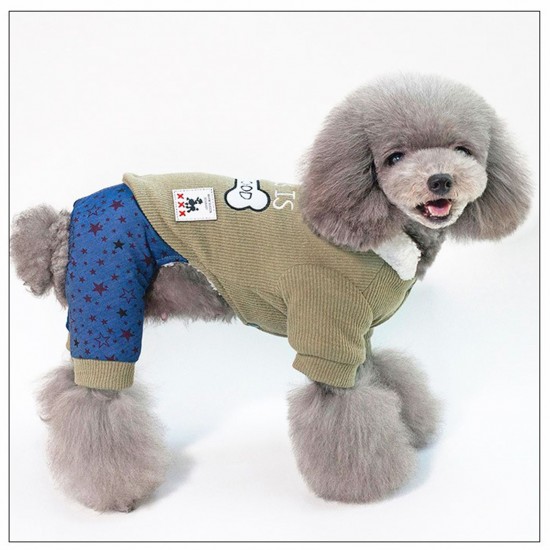 Pet Clothes Dog Sweatshirts Cotton Cat Jackets Soft Warm Winter Dogs Clothes Jumpsuit Star Pattern Button Pet Coat for Small and Medium Pets Pet Clothes Dog Sweatshirts Cotton Cat Jackets Soft Warm Winter Dogs Clothes Jumpsuit Star Pattern Button Pet Coat for Small and Medium Pets