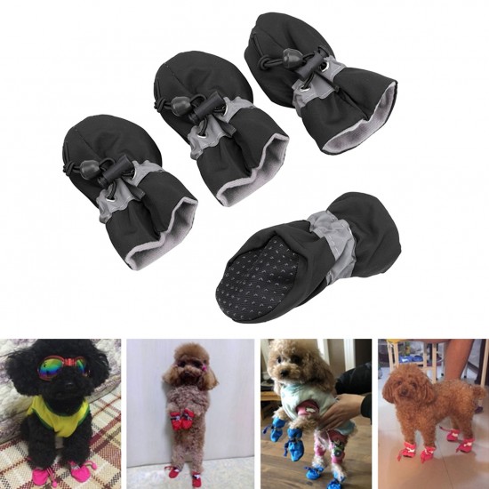 Antiskid Puppy Shoes 4pcs Soft-soled Dog Shoes with Adjustable Drawstring Waterproof Dog Boots Pet Paw Care Protector for Small, Medium Pets Dogs Antiskid Puppy Shoes 4pcs Soft-soled Dog Shoes with Adjustable Drawstring Waterproof Dog Boots Pet Paw Care Protector for Small, Medium Pets Dogs
