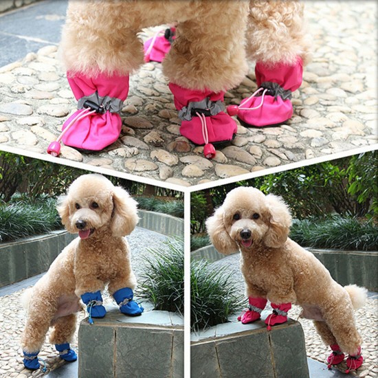 Antiskid Puppy Shoes 4pcs Soft-soled Dog Shoes with Adjustable Drawstring Waterproof Dog Boots Pet Paw Care Protector for Small, Medium Pets Dogs Antiskid Puppy Shoes 4pcs Soft-soled Dog Shoes with Adjustable Drawstring Waterproof Dog Boots Pet Paw Care Protector for Small, Medium Pets Dogs