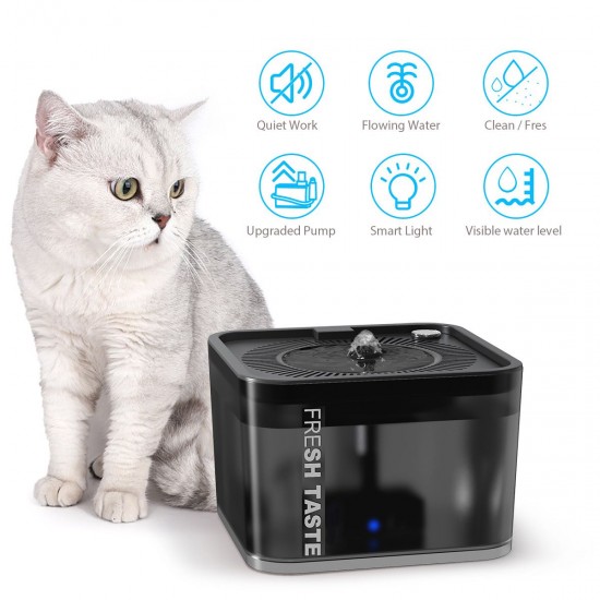 2.5L Automatic Pet Water Fountain Silent Drinking Electric Water Dispenser Feeder Bowl with LED Light for Cats Dogs Multiple Pets 2.5L Automatic Pet Water Fountain Silent Drinking Electric Water Dispenser Feeder Bowl with LED Light for Cats Dogs Multiple Pets