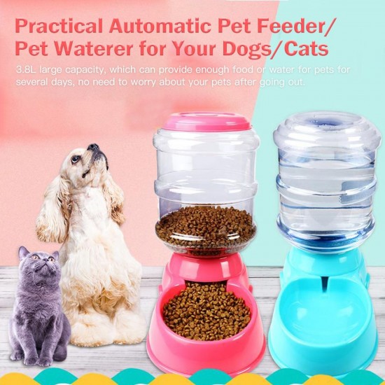 Automatic Pet Water Food Dispenser 3.8L Large Capacity Self-Dispensing Gravity Pet Feeder Waterer Cat Dog Feeding Bowl Drinking Water/Automatic Feeding Pet Supplies 1# Automatic Pet Water Food Dispenser 3.8L Large Capacity Self-Dispensing Gravity Pet Feeder Waterer Cat Dog Feeding Bowl Drinking Water/Automatic Feeding Pet Supplies 1#