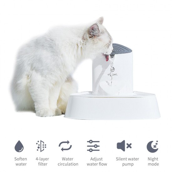 1.5L Automatic Pet Water Fountain Silent Drinking Electric Water Dispenser Feeder Bowl for Cats Dogs Multiple Pets Adjustable Water Flow with Night mode 1.5L Automatic Pet Water Fountain Silent Drinking Electric Water Dispenser Feeder Bowl for Cats Dogs Multiple Pets Adjustable Water Flow with Night mode