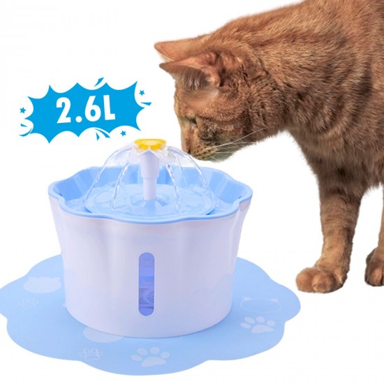 2.6L Automatic Pet Water Fountain Silent Drinking Electric Water Dispenser Feeder Bowl for Cats Dogs Multiple Pets with 1 Mat 2.6L Automatic Pet Water Fountain Silent Drinking Electric Water Dispenser Feeder Bowl for Cats Dogs Multiple Pets with 1 Mat