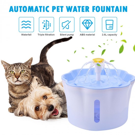 2.6L Automatic Pet Water Fountain Silent Drinking Electric Water Dispenser Feeder Bowl for Cats Dogs Multiple Pets with 1 Mat 2.6L Automatic Pet Water Fountain Silent Drinking Electric Water Dispenser Feeder Bowl for Cats Dogs Multiple Pets with 1 Mat