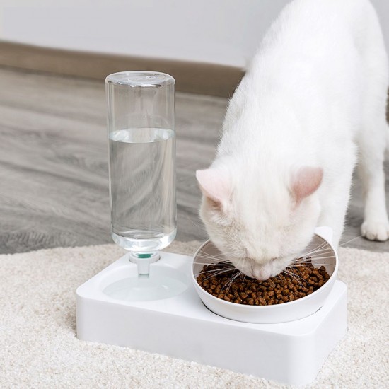 Pet Dog Cat Double Feeder Water Bowl Neck Protection Bowl 15 Degree Adjustable Pet Dog Cat Double Feeder Water Bowl Neck Protection Bowl 15 Degree Adjustable