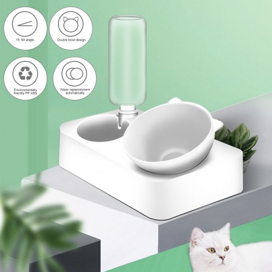 Pet Dog Cat Double Feeder Water Bowl Neck Protection Bowl 15 Degree Adjustable Pet Dog Cat Double Feeder Water Bowl Neck Protection Bowl 15 Degree Adjustable