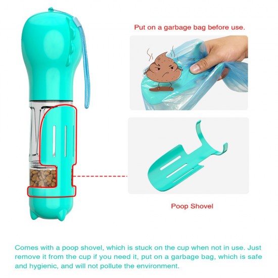 Dog Water Bottle for Walking Portable Pet Travel Water Dispenser Multi-Functional Water Cup Food Box with Poop Shovel Dog Water Bottle for Walking Portable Pet Travel Water Dispenser Multi-Functional Water Cup Food Box with Poop Shovel