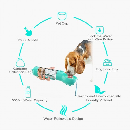 Dog Water Bottle for Walking Portable Pet Travel Water Dispenser Multi-Functional Water Cup Food Box with Poop Shovel Dog Water Bottle for Walking Portable Pet Travel Water Dispenser Multi-Functional Water Cup Food Box with Poop Shovel