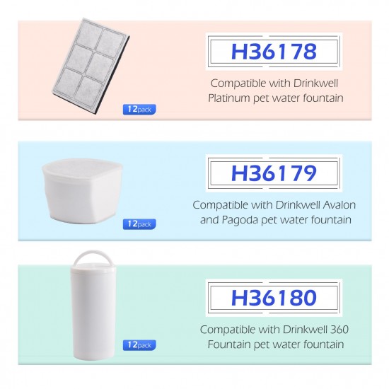 Compatible with Drinkwell 360 Fountain Cat Water Fountain Filters 12pcs Replacement Filters Compatible with Drinkwell 360 Fountain Cat Water Fountain Filters 12pcs Replacement Filters