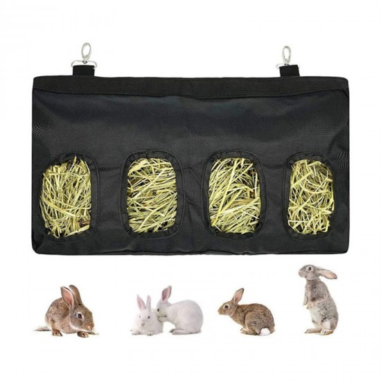 Rabbit Feeder Bags Guinea Pigs Hay Bag Long Wear Feeder Bag Hanging Feeding Device with 4 Holes Rabbit Feeder Bags Guinea Pigs Hay Bag Long Wear Feeder Bag Hanging Feeding Device with 4 Holes