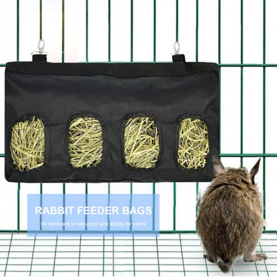 Rabbit Feeder Bags Guinea Pigs Hay Bag Long Wear Feeder Bag Hanging Feeding Device with 4 Holes Rabbit Feeder Bags Guinea Pigs Hay Bag Long Wear Feeder Bag Hanging Feeding Device with 4 Holes