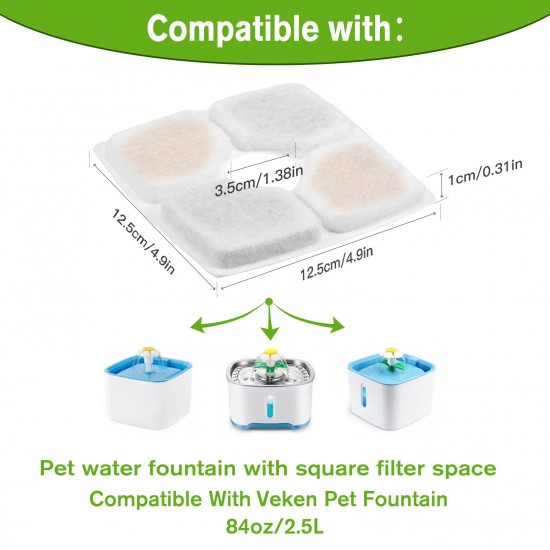 Cat Water Fountain Filters Replacement Filters for 84oz/2.5L Square Filter Space Automatic Pet Water Fountain 12pcs Keep Pets Healthy Cat Water Fountain Filters Replacement Filters for 84oz/2.5L Square Filter Space Automatic Pet Water Fountain 12pcs Keep Pets Healthy