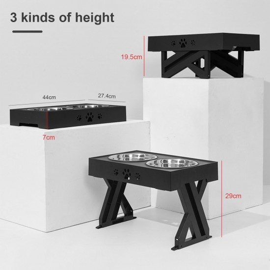 Adjustable Elevated Dog Bowl Table with Double Stainless Steel Bowl Raised Dogs Stand for Cat Pet Antislip Detachable Water Feeder Adjustable Elevated Dog Bowl Table with Double Stainless Steel Bowl Raised Dogs Stand for Cat Pet Antislip Detachable Water Feeder