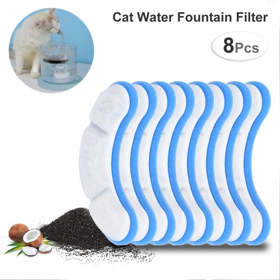 8pcs Filters for 61OZ/1.8L Transparent Cat Water Fountain Filters Pet Fountain Activated Carbon Filter Replacement Filter for Cat Fountain 8pcs Filters for 61OZ/1.8L Transparent Cat Water Fountain Filters Pet Fountain Activated Carbon Filter Replacement Filter for Cat Fountain