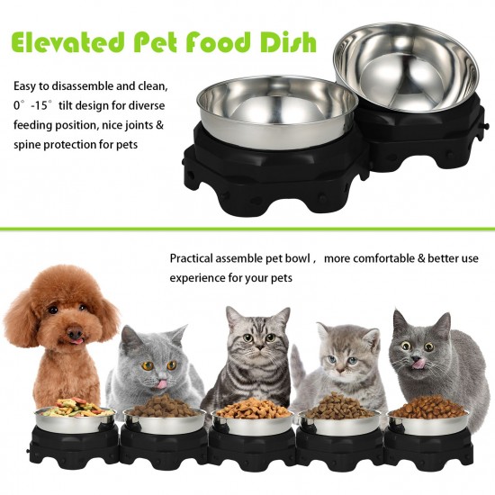 2PCS Elevated Pet Food Dish Raised Dog Bowl Detachable Washable 5.5 Inches Bowl Anti-slip Silione Mat Design for Home Daily Feeding Use 2PCS Elevated Pet Food Dish Raised Dog Bowl Detachable Washable 5.5 Inches Bowl Anti-slip Silione Mat Design for Home Daily Feeding Use